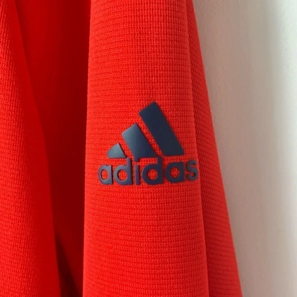 ADIDAS MENS HALF ZIP TRACK JACKET RED SIZE LARGE